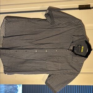 Men's Black and White Patterned Short Sleeve Shirt